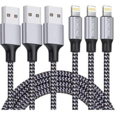 3-Pack 6Ft MFi iPhone Charger Nylon Braided Lightning Cable Fast Charging