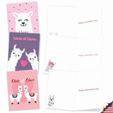 20 Assorted Valentine'S Day Notes Boxed Set 4 X 5.12 Inch With Envelopes (10 Designs, 2 Each) Llove Lllamas Am10411Vdg-B2X10