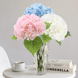 Siitumeizi Hydrangea Artificial Flower Faux Hydrangea Flowers 21 Inch Real Touch Latex Fake Hydrangeas For Wedding Bouquets Centerpieces 3Pc Pink White Blue