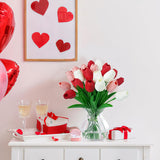 36 Pcs Real Touch Tulips Artificial Flowers, Fake Tulips White Pink Red Faux Tulips Flowers For Table Centerpiece Vase Home Wedding Kitchen Bouquet Decorations