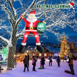 8 Ft Christmas Inflatable Santa Claus Outdoor Decorations, Blow Up Sitting Santa Claus With Gift Bag, Climbing Santa Car