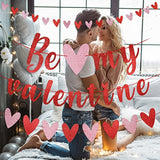 Red Glitter Be My Valentine Banner And Red Pink Valentines Day Heart Garland,Happy Valentines Day Banner For Valentine'S Day Party Wedding Home Decor