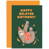 Old English Co. Sloth Funny Belated Birthday Card For Him Or Her - Sorry Late Birthday Card For Friend And Family - Cute Delayed Birthday Card - Funny Sloth Card | Blank Inside With Envelope