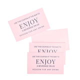 100 Enjoy A Beverage On Us Card Cheers Card Drink Tickets Drink Tokens For Wedding Celebration Pink