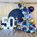 Birthday Party Blue Balloon Arch Kit Navy Metallic Pastel Blue And Gold Balloon Garland Kit For2025 Graduation Party Decorations Father'S Day Baby Shower Wedding
