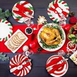 96 Pcs Christmas Candy Paper Plates 7 Inch Disposable Peppermint Dinner Plates For Xmas Birthday Party Table Decoration Supplies