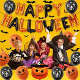 Halloween Balloon Decoration Set - Happy Hallowmas Foils, Skeleton, Spider & Bat Party Décor
