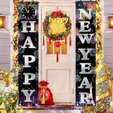 Silver Happy New Year Porch Banner Decorations With Fireworks Clock Night City 71 X 12 Inch Holiday Party Banners Front Door Hanging Banner Entryway New Year Winter For Wall Fireplace Party Holiday Home Kids Decor