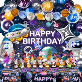 180-Piece Outer Space Party Set – Galaxy Decor, Tableware & Balloons for Kids' Birthdays