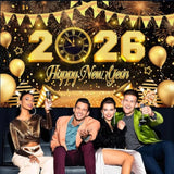 Happy New Year 2026 Banner Backdrop Party Decorations New Years Eve Supplies