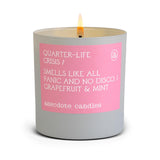 ‘Quarter-Life Crisis’ Coconut Soy Wax Candle Jar | Premium Hand Poured & Long Burning | Grapefruit & Mint Scent | Phthalate-Free | For Home, Office, Gift - 9 Oz