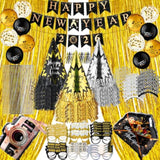 222 Pc 2026 New Year Party Supplies Kit with Hats Glasses Balloons and Decor
