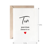 10Th Anniversary Card, Ten Years Down Forever To Go, Romantic Valentines Day Wedding Card For Husband Wife