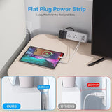 Desk Clamp Power Strip 3 Outlets USB C 6.5FT Flat Plug Desk Mount White