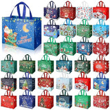 90 Pack Christmas Gift Bags Large Reusable Non-Woven Tote Shopping Bags With Handles For Xmas Gift Wrap Party Favor Christmas Surprise Supplies, 12.6 X 9.8 X 6.7 Inch, 30 Styles