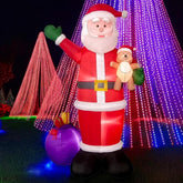 10 Foot Tall Giant Christmas Inflatable Santa Claus With Gift Bag And Bear, Build-In Led Lights, Outdoor Indoor Holiday