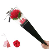 1 Pcs(Handmade Finished Roses) Knitting Crochet Flower Roses, Handmade Rose, Home Decor Romantic Valentine'S Day Gifts For Female Romantic Gift (Red Roses, With Gift Box And Card)