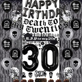 Black 30Th Birthday Decorations For Women Or Men, Death To My 20S Decorations, Death To My Twenties Banner Number 30 Balloons Rip To My 20S Sash Cake Toppers For Rip 20S Birthday Decorations