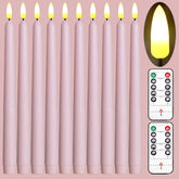 10 Pack Pink Flameless Wax Coverd 11'' Taper Candles With 2 Remote, Led Battery Operated Flickering Bright Candle For Proposal, Wedding, Festive, Family Dinner, Birthday Party, Or Home Decor