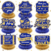 9Pcs We Appreciate You Decorations Navy Blue Gold Thank You Table Honeycomb Centerpieces Appreciate Table Topper Decor For Teacher Doctor Nurse Employee Xmas Graduation Appreciation Party Supplies