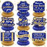 9Pcs We Appreciate You Decorations Navy Blue Gold Thank You Table Honeycomb Centerpieces Appreciate Table Topper Decor For Teacher Doctor Nurse Employee Xmas Graduation Appreciation Party Supplies