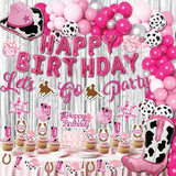 105-Pc Pink Disco Cowgirl Birthday Decoration Set