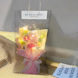 Crochet Flower Bouquet: Completed Crochet Rose Tulip Flowers For Graduation Gifts Birthday Home Decor (Pink)