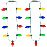 Led Christmas Xmas Light Up Necklace Bulb For Holiday Party Favors 9 Led Bulbs - Ugly Christmas Sweater Accessories (2 P