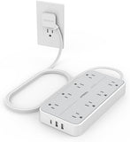Surge Protector Power Strip with 8 Outlets 3 USB Ports 1 USB C 1080J Flat Plug Extension Cord