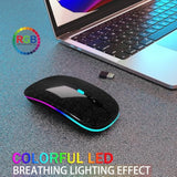 Wireless Bluetooth Mouse Rechargeable Laptop Mice With Led Lights,Dual Mode(Bt 5.2 & Portable Usb 2.4G) Connection,Silent Computer Mouse For Laptop,Ipad,Tablet,Macbook,Pc(Black Pearl)