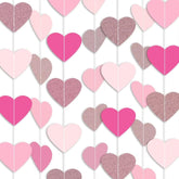 Hot-Pink Rose-Gold Heart Garland Hanging Decorations, 52 Feet, Hanging Streamers For Valentine, Wedding, Birthday Parties, Mother'S Day, Bridal Showersal, Bachelorette Party (Hot-Pink Rose-Gold)