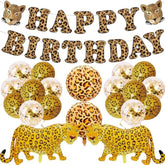 21 Pcs Cheetah Birthday Party Decorations Leopard Happy Birthday Banner Cheetah Gold Balloons Leopard Balloons For Boy Girl Baby Shower Party Supplies