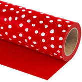 Reversible Wrapping Paper - Mini Roll - 17 Inch X 33 Feet - Red And Delicate Polka Dots Design For Birthday, Holiday, Wedding, Baby Shower