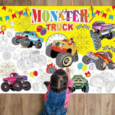 Monster Trucks Coloring Poster For Kids Giant Coloring Poster Large Monster Coloring Tablecloth Jumbo Coloring Books For Kids Classroom Home Birthday Party Supplies Favor