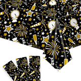 3 Pcs 108x54 Inch Black Gold Happy New Year Tablecloths 2026 Disposable Party Decor