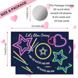 50 Psc Let'S Glow Crazy Scratch Off Game Cards, Scratch Cards For Wedding Birthday Glow Neon Party, Disco Raves Concert Camping Party Supplies, Concert Lottery Group Games Activity