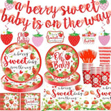 177pcs Berry Sweet Baby Shower Set β Banner, Tableware & Swirls for Girl