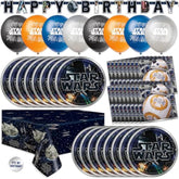 Star Wars Birthday Decorations Set | Star Wars Party Decorations | Banner, Tablecloth, 8 Balloons, 16 Plates, 16 Napkins, Sticker | Officially Licensed