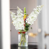 White Delphinium Artificial Flowers, 6Pcs Artificial Larkspur Flower 17.5'' Fake Delphinium Flowers Silk Flowers For Home Decor, Diy Floral Centerpieces For Tables