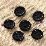 100Pcs Wholesale 10Mm Black Round Resin 4 Holes Clothes Sewing Buttons