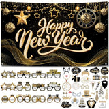 46pcs Huge Happy New Year Decorations Set Backdrop Photo Booth Props 2026