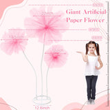 3Pcs Giant Flowers For Decoration, 5.9Ft Large Artificial Silk Flower With Stems And Stands, Wedding Party Banquet Graduation Home Garden Shop Window Photography Props Background Decor?Pink?