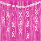 Breast Cancer Awareness Decorations Pink Ribbon Foil Fringe Curtains