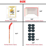 12 Pack Hockey Valentine'S Day Cards, Pencils With Erasers, Mini Hockey Pucks, Hockey Goal For School Classroom Gift Exchange, Valentine Party Favor Supplies