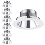 TORCHSTAR 4 Inch Brighter Classic Recessed Light Trim, Metal Step Baffle, Fit Halo/Juno Remodel Housing, 4 Inch Can Light Trim for PAR16, PAR20, BR20, Aluminum Reflector, Pack of 6