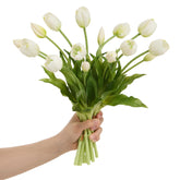 15 Pcs White Tulips Artificial Flowers Faux Tulips Real Touch Latex Fake Flower Bouquet For Spring Wedding Home Décor Centerpiece Arrangements