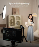 60W Bi Color LED Video Light 22 Inch Circular Edge Lit Panel with APP Control Desk Clamp Stand for Streaming and Office