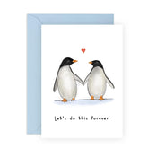Valentines Day Card - Wedding Anniversary Card For Couple - Let'S Do This Forever - Penguin Valentines Day Card For Husband Wife Fiance - Love Card For Her Him Boyfriend Girlfriend