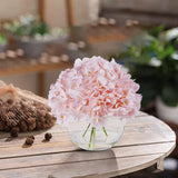 Silk Hydrangea Artificial Flowers In Vase With Faux Water, Pink Hydrangea Artificial Flowers With Vase Home Decor Indoor (Pink)