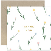 Old English Co. Thank You Card For Them - Floral Gold Foil Thank You Card For Him Or Her - Foliage Flower Grateful For Help And Support Card For Friends Family | Blank Inside With Envelope